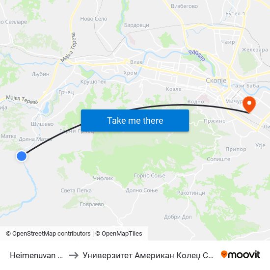 Нeimenuvan Pat to Универзитет Американ Колеџ Скопје map