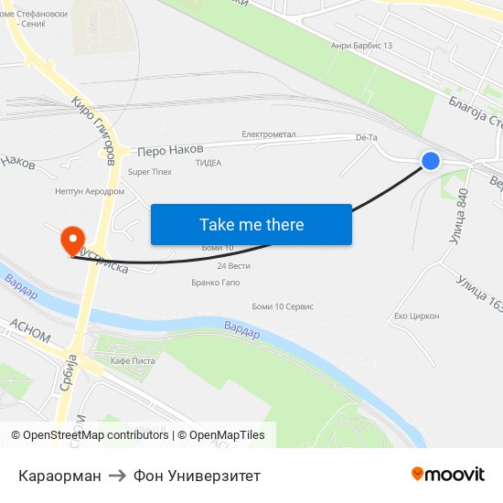 Караорман to Фон Универзитет map