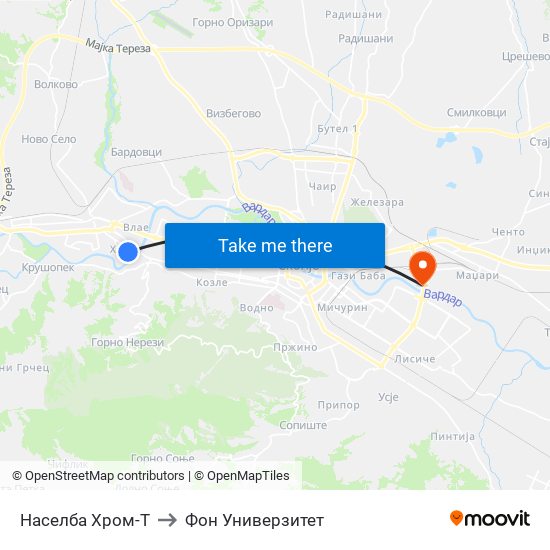 Населба Хром-Т to Фон Универзитет map