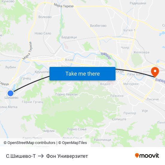 С.Шишево-Т to Фон Универзитет map