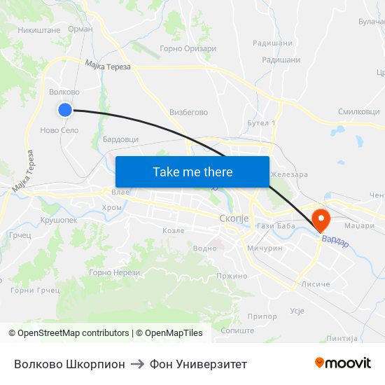 Волково Шкорпион to Фон Универзитет map