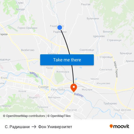 С. Радишани to Фон Универзитет map