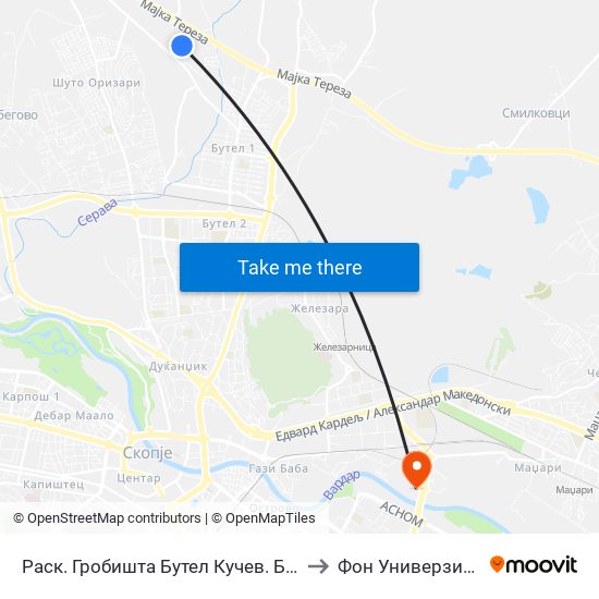 Раск. Гробишта Бутел Кучев. Бара to Фон Универзитет map