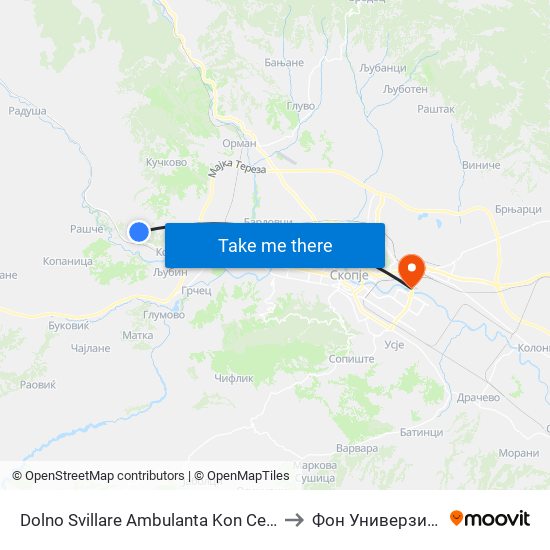 Dolno Svillare Ambulanta Kon Centar to Фон Универзитет map