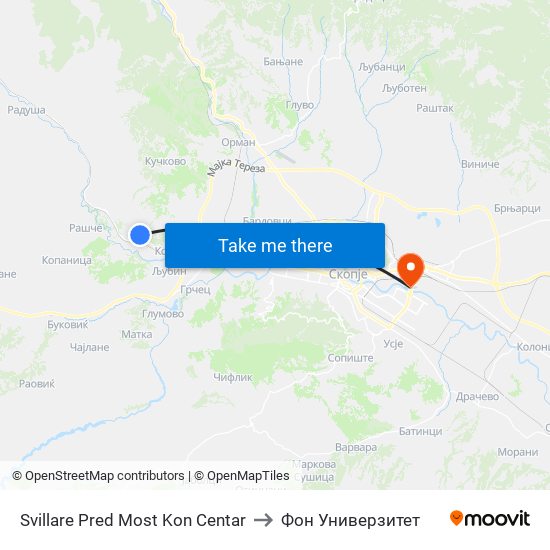 Svillare Pred Most Kon Centar to Фон Универзитет map
