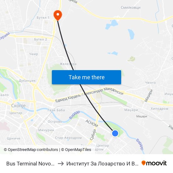 Bus Terminal Novo Lisiche to Институт За Лозарство И Винарство map