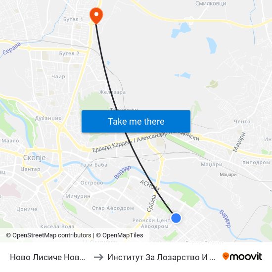 Ново Лисиче Нови Згради to Институт За Лозарство И Винарство map
