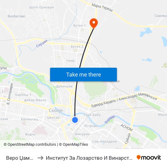 Веро Џамбо to Институт За Лозарство И Винарство map
