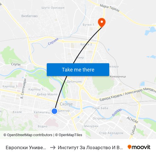 Европски Универзитет to Институт За Лозарство И Винарство map