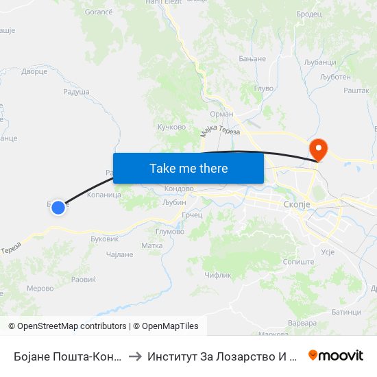 Бојане Пошта-Кон Центар to Институт За Лозарство И Винарство map