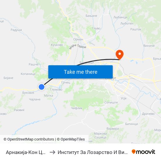 Арнакија-Кон Центар to Институт За Лозарство И Винарство map