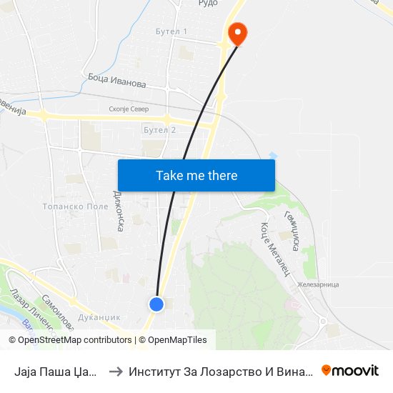 Јаја Паша Џамија to Институт За Лозарство И Винарство map