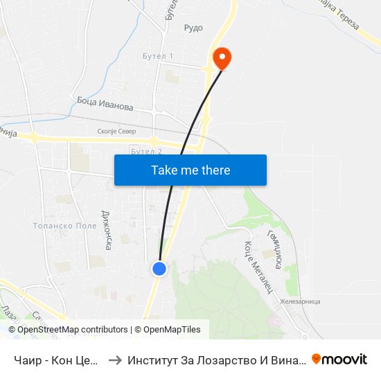 Чаир - Кон Центар to Институт За Лозарство И Винарство map
