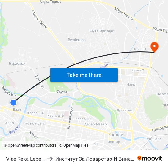 Vlae Reka Lepenec to Институт За Лозарство И Винарство map