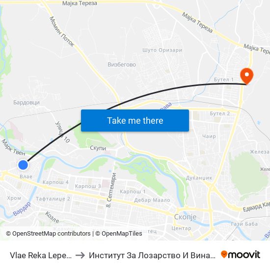 Vlae Reka Lepenec to Институт За Лозарство И Винарство map
