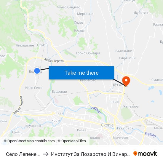 Село Лепенец 2 to Институт За Лозарство И Винарство map