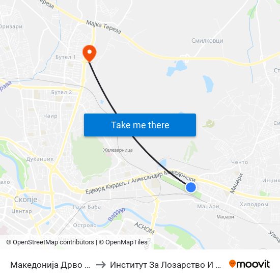 Македонија Дрво Маџари to Институт За Лозарство И Винарство map