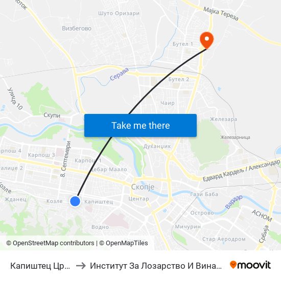 Капиштец Црква to Институт За Лозарство И Винарство map