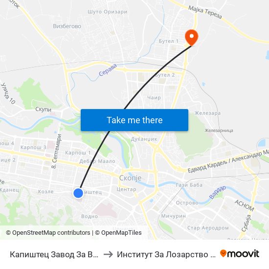 Капиштец Завод За Вработување to Институт За Лозарство И Винарство map