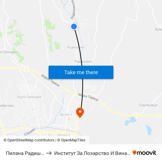 Пилана Радишани to Институт За Лозарство И Винарство map