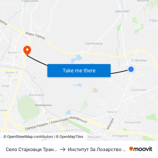Село Стајковци Трансформатор to Институт За Лозарство И Винарство map