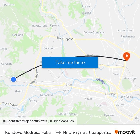 Kondovo Medresa Fakultet Kon Centar to Институт За Лозарство И Винарство map