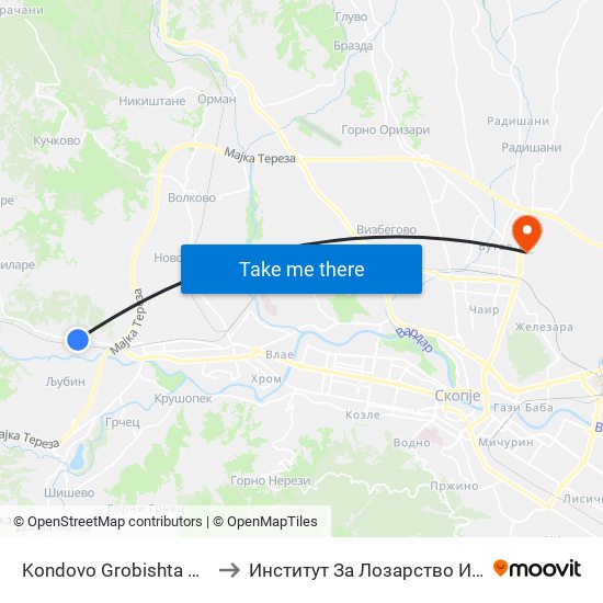 Kondovo Grobishta Kon Centar to Институт За Лозарство И Винарство map