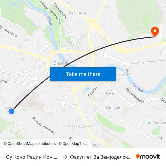 Оу Кочо Рацин-Кон Средно Водно to Факултет За Земјоделски Науки И Храна map