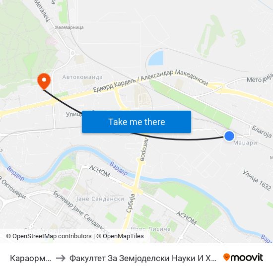 Караорман to Факултет За Земјоделски Науки И Храна map