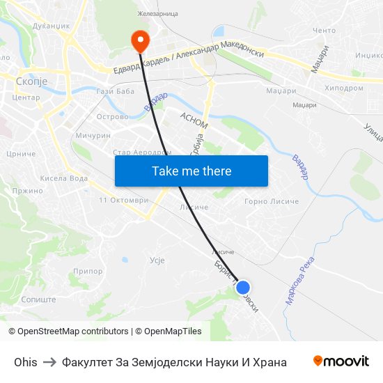 Ohis to Факултет За Земјоделски Науки И Храна map