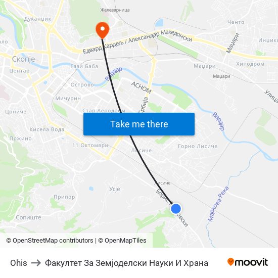 Ohis to Факултет За Земјоделски Науки И Храна map