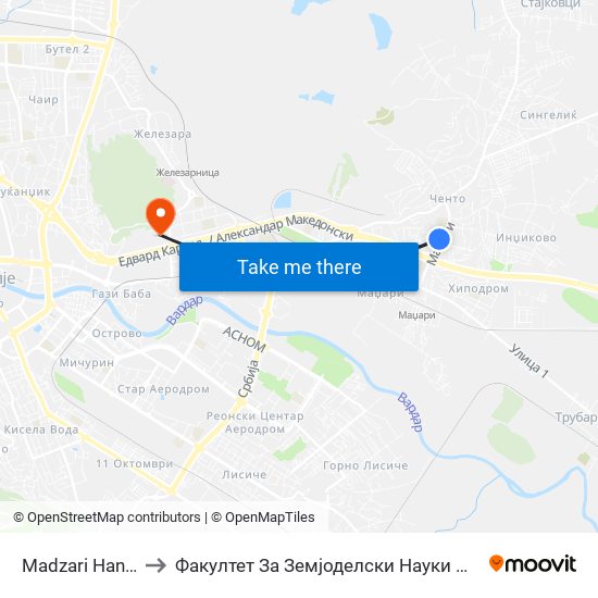 Madzari Hanibal to Факултет За Земјоделски Науки И Храна map