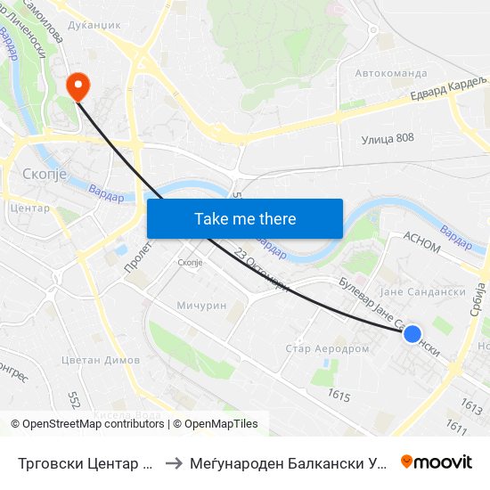 Трговски Центар Капитол to Меѓународен Балкански Универзитет map