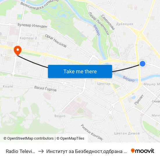 Radio Televizija to Институт за Безбедност,одбрана и мир map