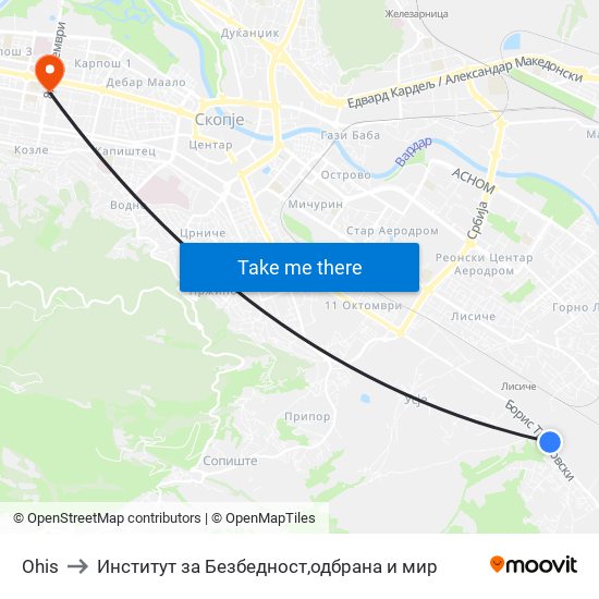 Ohis to Институт за Безбедност,одбрана и мир map