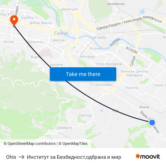 Ohis to Институт за Безбедност,одбрана и мир map