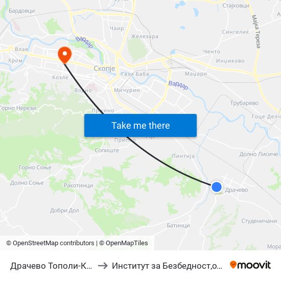 Драчево Тополи-Кон Центар to Институт за Безбедност,одбрана и мир map