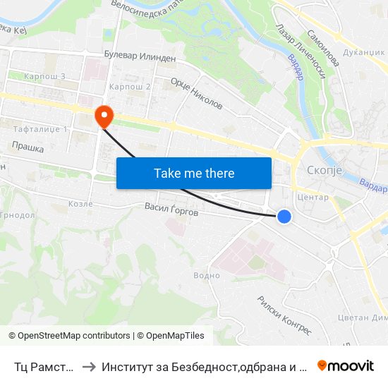 Тц Рамстор to Институт за Безбедност,одбрана и мир map