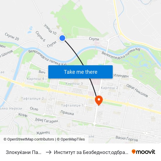 Злокуќани Пазарче to Институт за Безбедност,одбрана и мир map