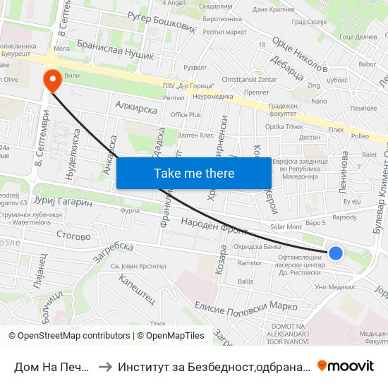 Дом На Печат-Т to Институт за Безбедност,одбрана и мир map