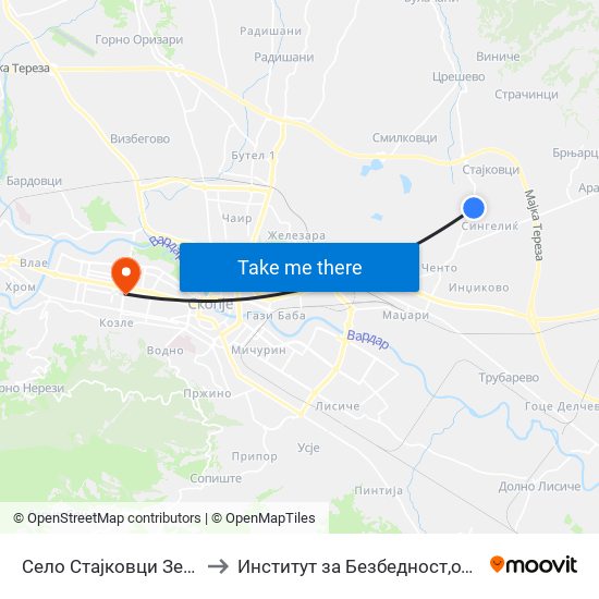 Село Стајковци Зем Промет to Институт за Безбедност,одбрана и мир map