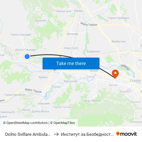 Dolno Svillare Ambulanta Kon Centar to Институт за Безбедност,одбрана и мир map