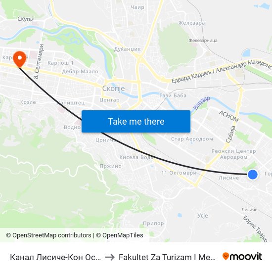 Канал Лисиче-Кон Островска to Fakultet Za Turizam I Menadzment map