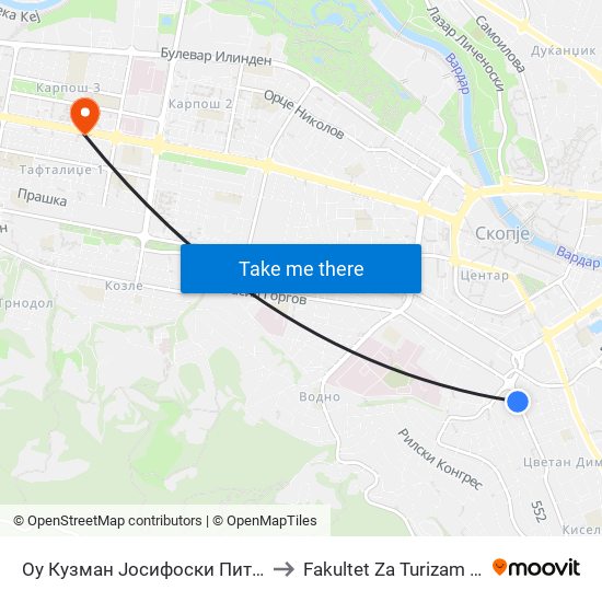 Оу Кузман Јосифоски Питу-Кон Кисела Вод to Fakultet Za Turizam I Menadzment map