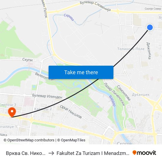 Врква Св. Никола to Fakultet Za Turizam I Menadzment map