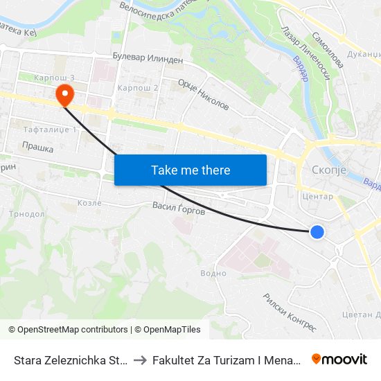 Stara Zeleznichka Stanica to Fakultet Za Turizam I Menadzment map