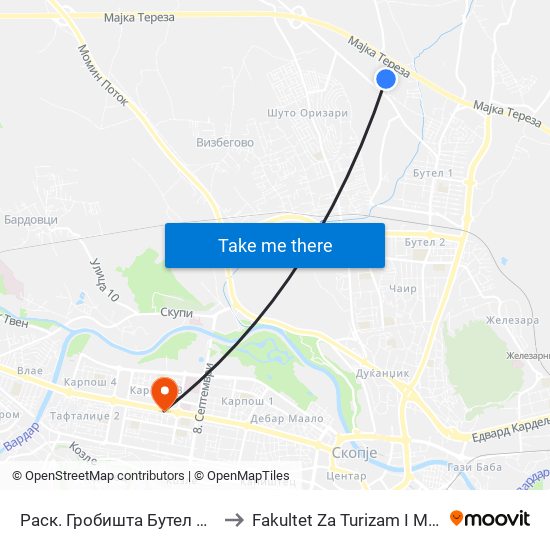 Раск. Гробишта Бутел Кучев. Бара to Fakultet Za Turizam I Menadzment map