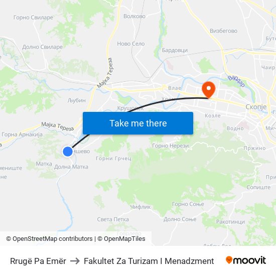 Rrugë Pa Emër to Fakultet Za Turizam I Menadzment map