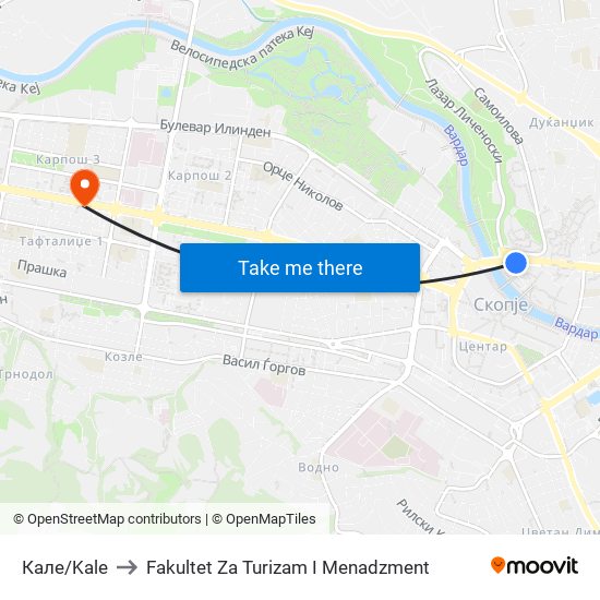 Кале/Kale to Fakultet Za Turizam I Menadzment map