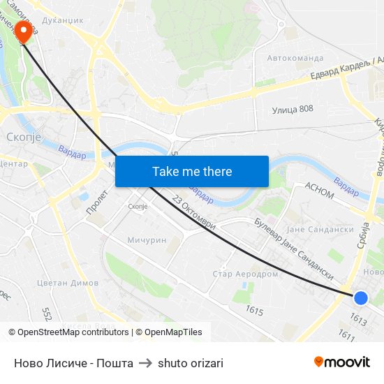 Ново Лисиче - Пошта to shuto orizari map